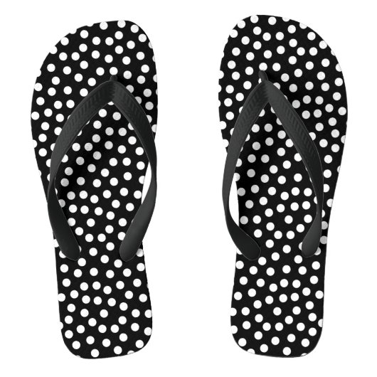 Schwarz-Weiß-Polka-Dot Badesandalen (Fußbett)