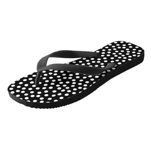 Schwarz-Weiß-Polka-Dot Badesandalen (Schrägansicht)