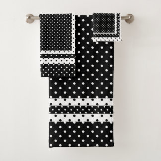 Schwarz-weiß Polka Dot Badhandtuch Set