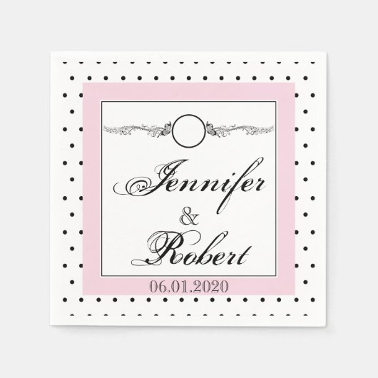 Schwarz-weiß Polka Dot Butterfly Wedding Napkin Serviette (Vorderseite)