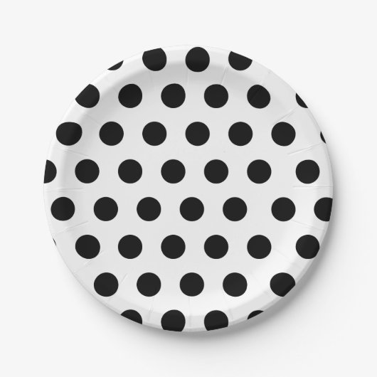 Schwarz-Weiß-Polka Dot Chic Pappteller (Vorderseite)