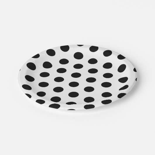 Schwarz-Weiß-Polka Dot Chic Pappteller (Schrägansicht)