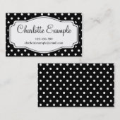 Schwarz-weiß Polka Dot Classic Custom Visitenkarte (Vorne/Hinten)