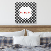 Schwarz/Weiß-Polka-Dot-Dackel Leinwanddruck (Insitu (Schlafzimmer))