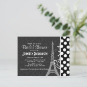 Schwarz-Weiß-Polka-Dot, Dots; Paris Einladungspostkarte (Stehend Vorderseite)