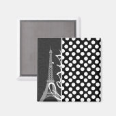 Schwarz-Weiß-Polka-Dot, Dots; Paris Magnet (Vorderseite/Rückseite)