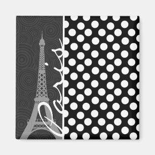 Schwarz-Weiß-Polka-Dot, Dots; Paris Magnet
