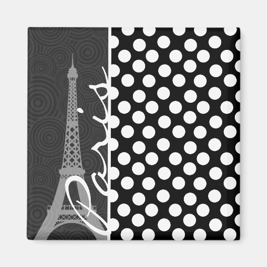 Schwarz-Weiß-Polka-Dot, Dots; Paris Magnet (Vorne)