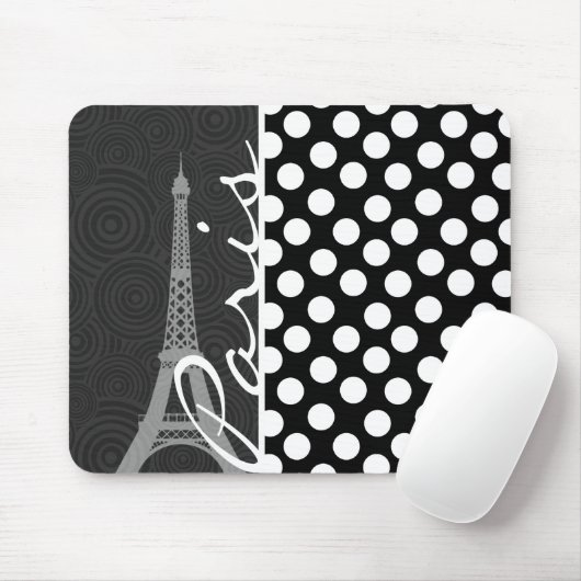 Schwarz-Weiß-Polka-Dot, Dots; Paris Mousepad (Mit Mouse)