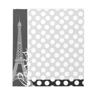 Schwarz-Weiß-Polka-Dot, Dots; Paris Notizblock