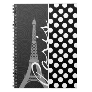 Schwarz-Weiß-Polka-Dot, Dots; Paris Notizblock
