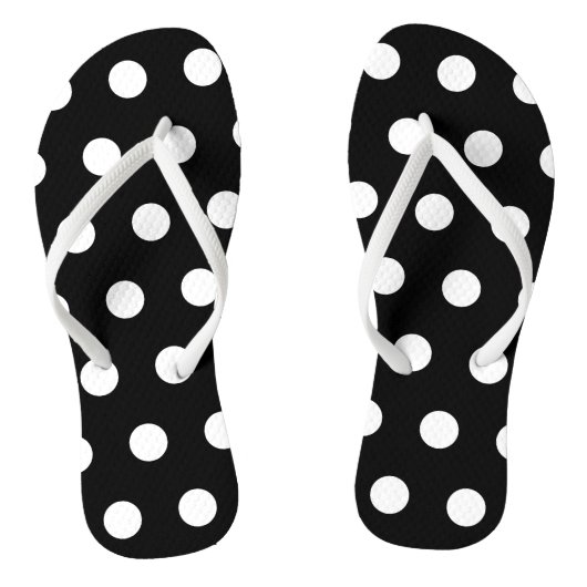 Schwarz-Weiß-Polka-Dot-Flip-Flops Badesandalen (Fußbett)