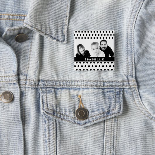 Schwarz-Weiß-Polka-Dot-Foto Button (Beispiel)