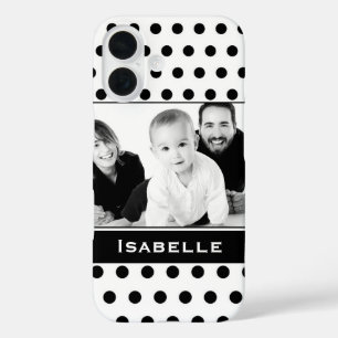 Schwarz-Weiß-Polka-Dot-Foto iPhone 16 Hülle