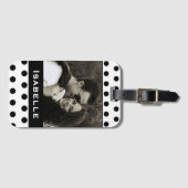 Schwarz-Weiß-Polka-Dot-Foto Gepäckanhänger (Vorderseite (Horizontal))