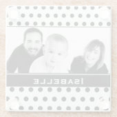 Schwarz-Weiß-Polka-Dot-Foto Glasuntersetzer (Rückseite)