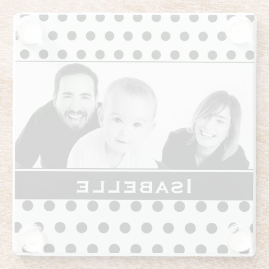 Schwarz-Weiß-Polka-Dot-Foto Glasuntersetzer (Rückseite)
