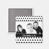Schwarz-Weiß-Polka-Dot-Foto Magnet (Vorderseite/Rückseite)