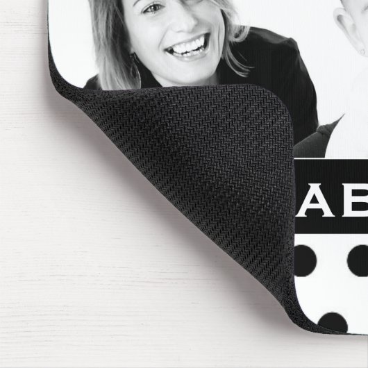 Schwarz-Weiß-Polka-Dot-Foto Mousepad (Ecke)