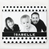 Schwarz-Weiß-Polka-Dot-Foto Mousepad (Vorne)