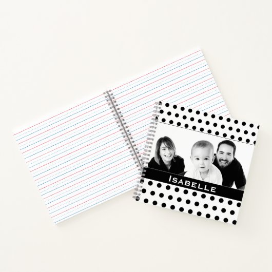 Schwarz-Weiß-Polka-Dot-Foto Notizblock (Innenseite)