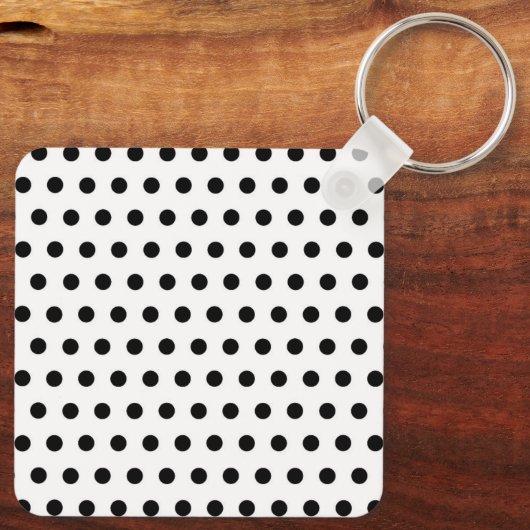 Schwarz-Weiß-Polka-Dot-Foto Schlüsselanhänger (Rückseite)