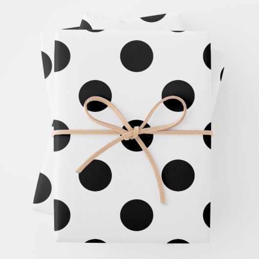 Schwarz-Weiß-Polka-Dot Geschenkpapier Set (Beispiel)