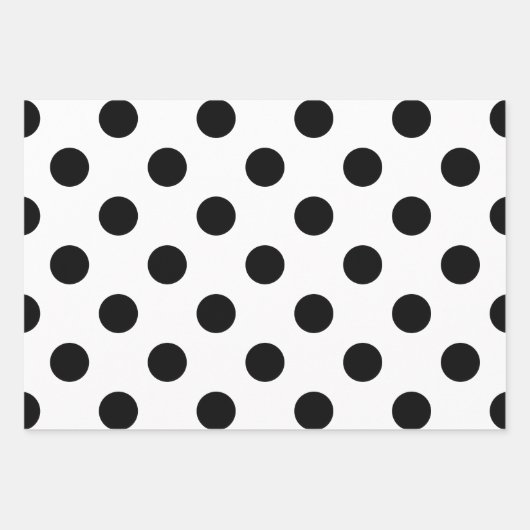 Schwarz-Weiß-Polka-Dot Geschenkpapier Set (Vorderseite)