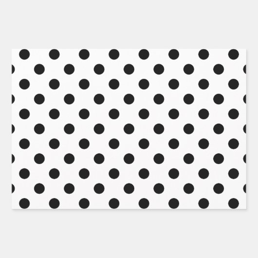 Schwarz-Weiß-Polka-Dot gestrichen Geschenkpapier Set (Vorderseite 2)
