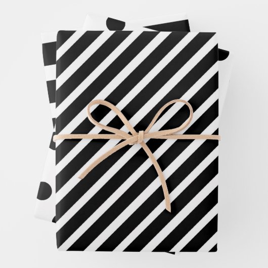 Schwarz-Weiß-Polka-Dot gestrichen Geschenkpapier Set (Beispiel)