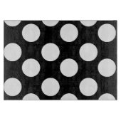Schwarz-Weiß-Polka-Dot-Glas-Zuschnitt Schneidebrett (Vorderseite)