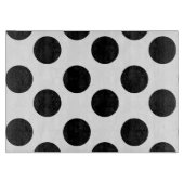 Schwarz-Weiß-Polka-Dot-Glas-Zuschnitt Schneidebrett (Vorderseite)
