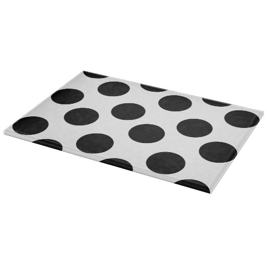 Schwarz-Weiß-Polka-Dot-Glas-Zuschnitt Schneidebrett (Ecke)