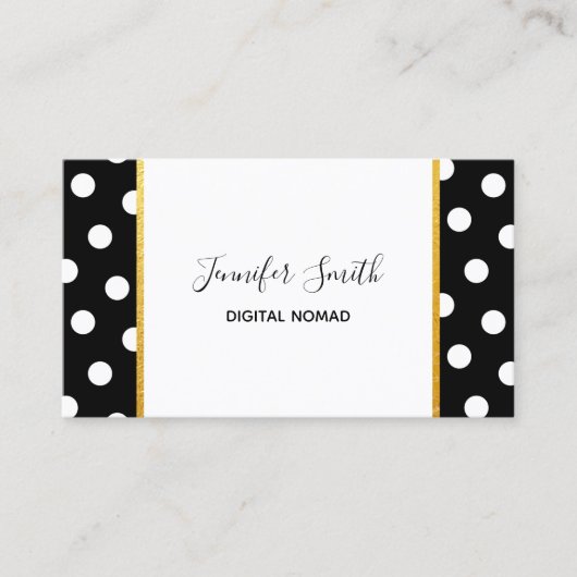 Schwarz-Weiß-Polka Dot Gold Foil Trial Visitenkarte (Vorderseite)