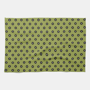 Schwarz/Weiß Polka Dot Grün Hintergrund (änderbar) Handtuch