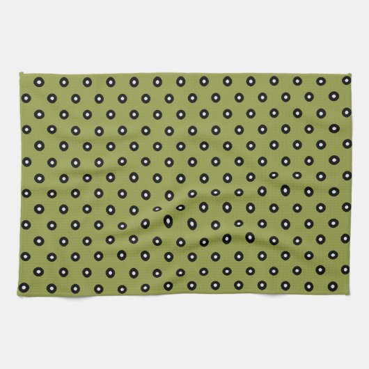 Schwarz/Weiß Polka Dot Grün Hintergrund (änderbar) Handtuch (Horizontal)