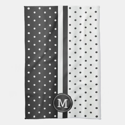 Schwarz-Weiß-Polka-Dot Handtuch (Vertikal)