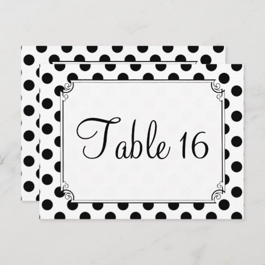 Schwarz-Weiß-Polka-Dot-Hochzeitsreisen - Tischnumm Postkarte (Vorne/Hinten)