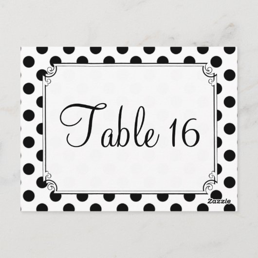 Schwarz-Weiß-Polka-Dot-Hochzeitsreisen - Tischnumm Postkarte (Rückseite)