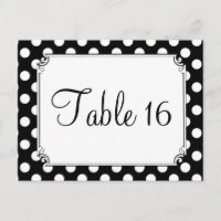 Schwarz-Weiß-Polka-Dot-Hochzeitsreisen - Tischnumm