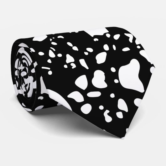 Schwarz-Weiß-Polka-Dot Krawatte (Gerollt)