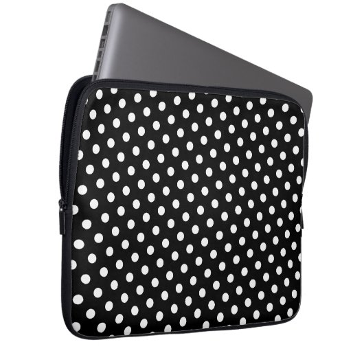Schwarz-Weiß-Polka-Dot-Laptop-Sieb Laptopschutzhülle (Vorne Rechts)