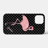 Schwarz-Weiß-Polka-Dot mit Flamingo Case-Mate iPhone Hülle (Rückseite (Horizontal))