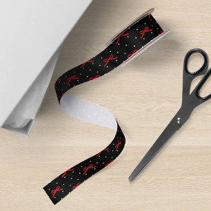 Schwarz-Weiß-Polka-Dot mit rotem Band Satinband