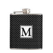 Schwarz-Weiß-Polka-Dot Modernes Monogramm Flachmann (Vorderseite)