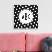 Schwarz-Weiß-Polka-Dot-Monogramm Leinwanddruck (Insitu (Wohnzimmer))