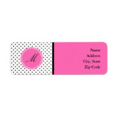 Schwarz-Weiß-Polka-Dot Monogramm mit Hot-Pink (Vorne)