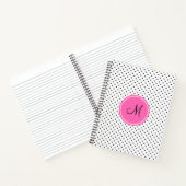 Schwarz-Weiß-Polka-Dot Monogramm mit Hot-Pink Notizbuch (Innenseite)