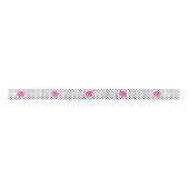 Schwarz-Weiß-Polka-Dot Monogramm mit Hot-Pink Satinband (Vorderseite)