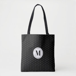 Schwarz-Weiß-Polka-Dot-Monogramm Tasche
